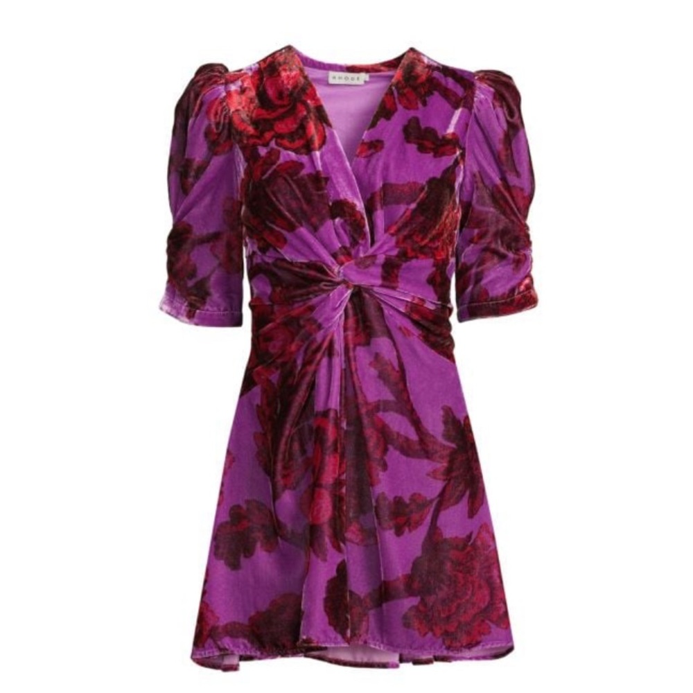 RHODE Leanna Floral Twist Front Mini Dress. New